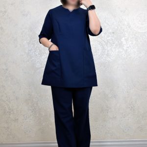 اسکراب پزشکی یقه بنگالی سورمه ای روشن تترون