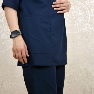 اسکراب پزشکی یقه بنگالی سورمه ای روشن تترون