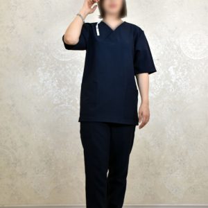 اسکراب پزشکی آستین کوتاه بدون جنسیت یقه هفت پرشیا سورمه ای